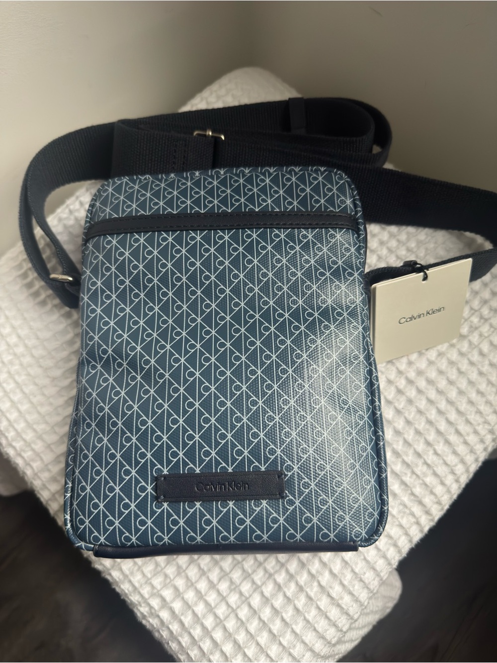 Calvin Klein Blue Patterned Crossbody Messenger Bag